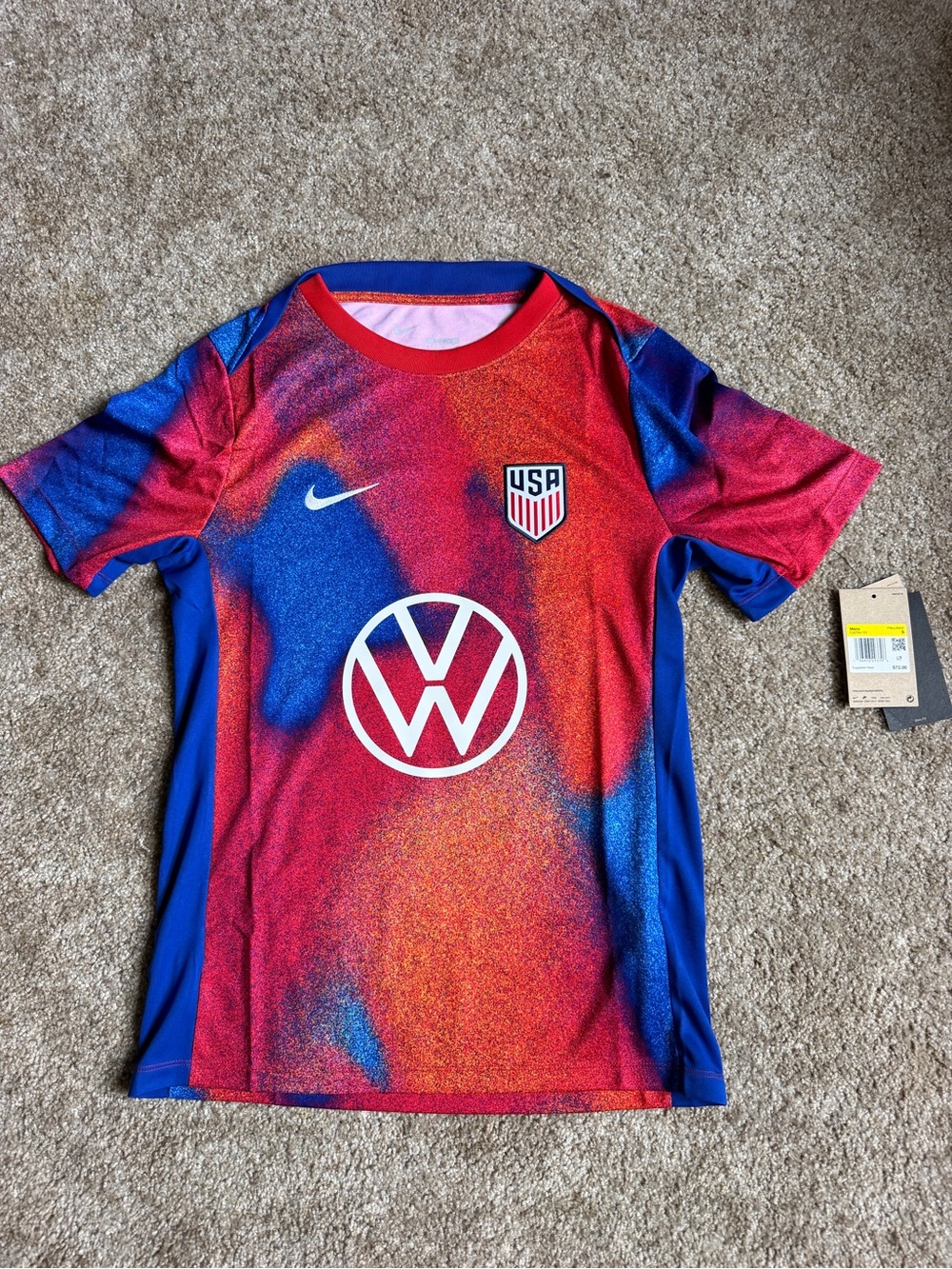 Nike Men’s Royal USMNT 2024 Academy Pro Pre-Match Soccer Jersey Size Small